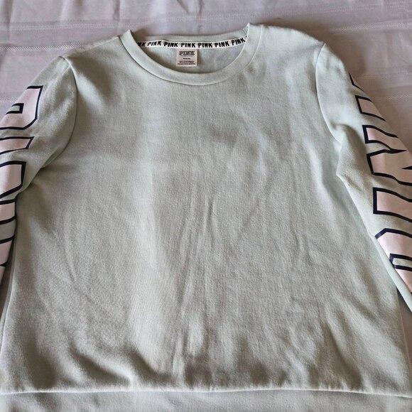 Women's Size Medium Mint Green Victoria Secret PINK Sweatshirt - Picture 4 of 8